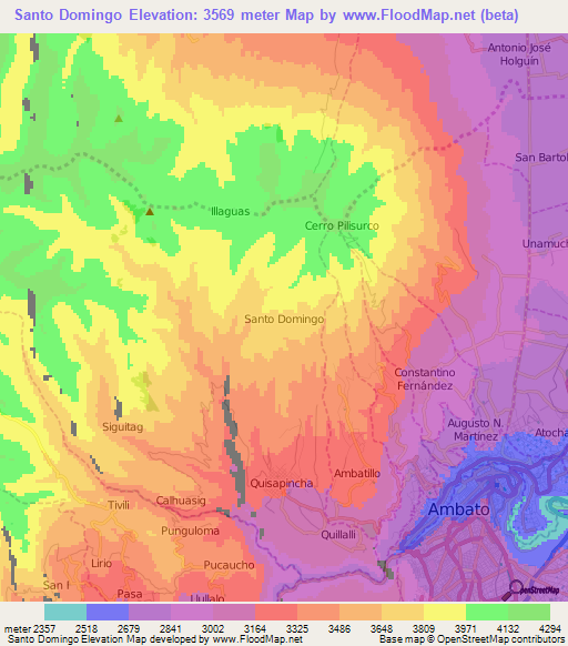 Santo Domingo,Ecuador Elevation Map