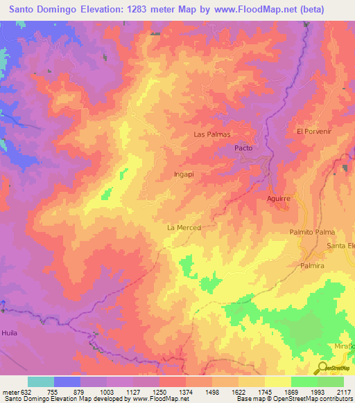 Santo Domingo,Ecuador Elevation Map