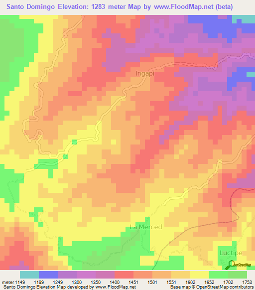 Santo Domingo,Ecuador Elevation Map