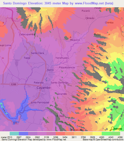 Santo Domingo,Ecuador Elevation Map