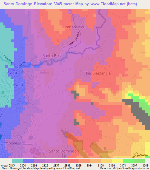 Santo Domingo,Ecuador Elevation Map