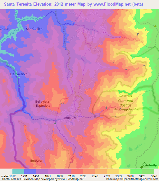 Santa Teresita,Ecuador Elevation Map