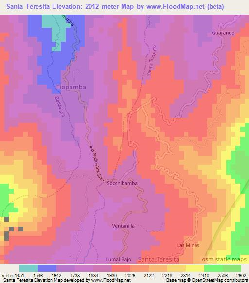 Santa Teresita,Ecuador Elevation Map