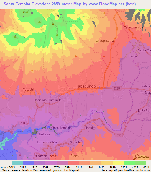 Santa Teresita,Ecuador Elevation Map