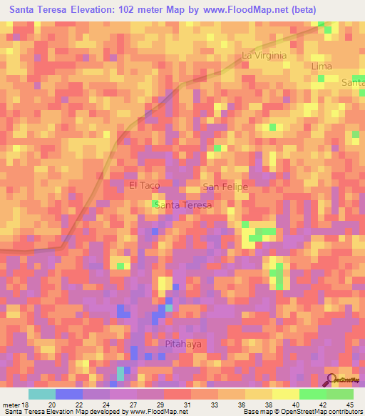 Santa Teresa,Ecuador Elevation Map