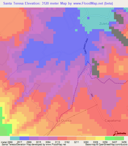 Santa Teresa,Ecuador Elevation Map