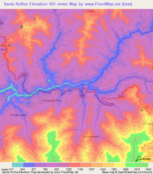 Santa Rufina,Ecuador Elevation Map