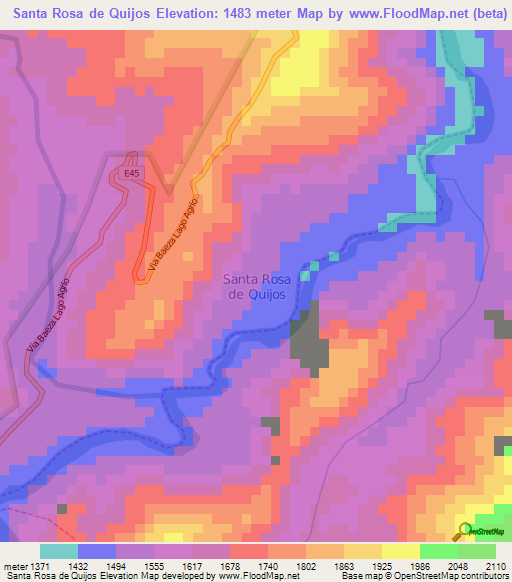 Santa Rosa de Quijos,Ecuador Elevation Map