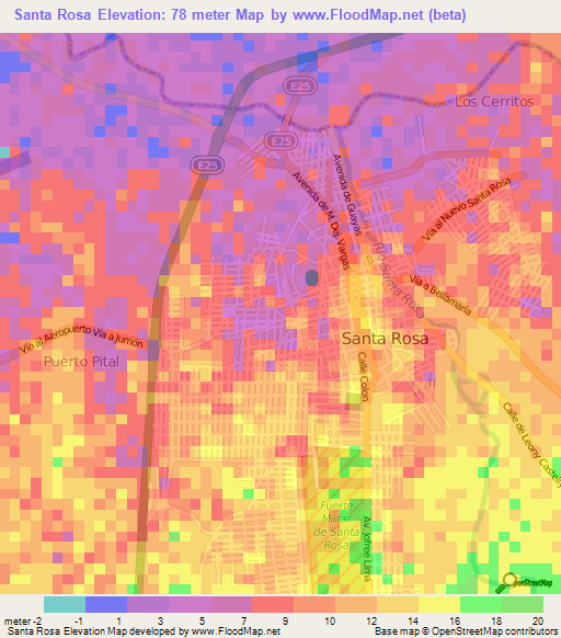 Santa Rosa,Ecuador Elevation Map