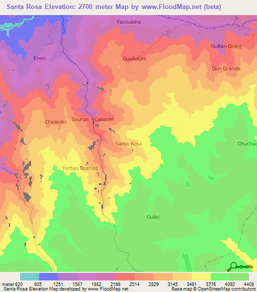 Santa Rosa,Ecuador Elevation Map