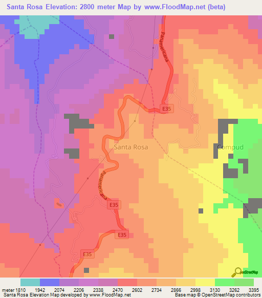 Santa Rosa,Ecuador Elevation Map