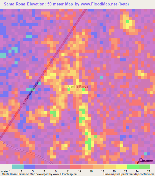 Santa Rosa,Ecuador Elevation Map