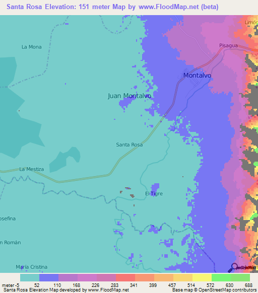 Santa Rosa,Ecuador Elevation Map