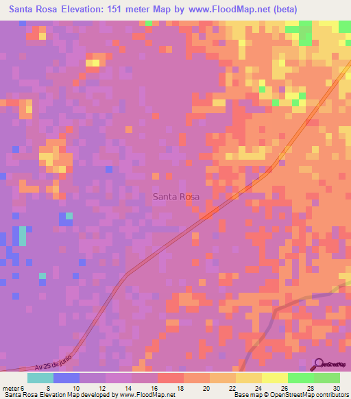 Santa Rosa,Ecuador Elevation Map