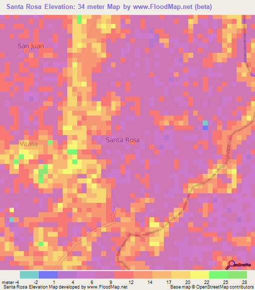 Santa Rosa,Ecuador Elevation Map