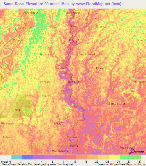 Santa Rosa,Ecuador Elevation Map