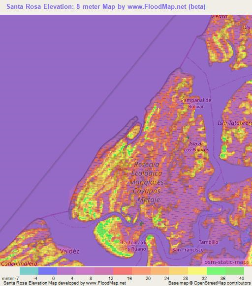 Santa Rosa,Ecuador Elevation Map