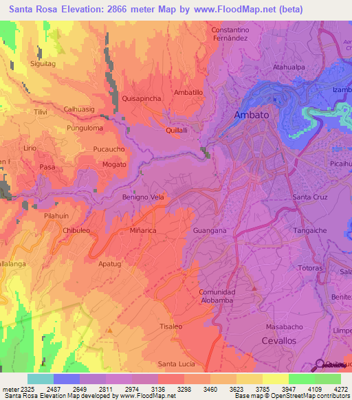 Santa Rosa,Ecuador Elevation Map