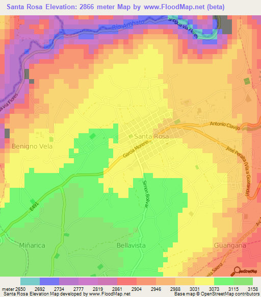 Santa Rosa,Ecuador Elevation Map