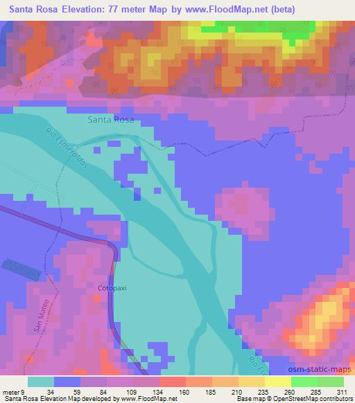 Santa Rosa,Ecuador Elevation Map