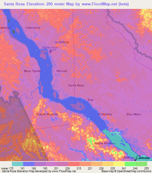Santa Rosa,Ecuador Elevation Map