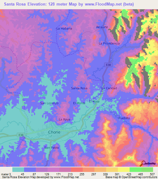 Santa Rosa,Ecuador Elevation Map