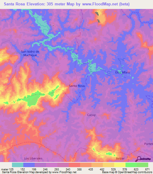 Santa Rosa,Ecuador Elevation Map