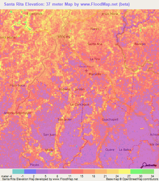 Santa Rita,Ecuador Elevation Map