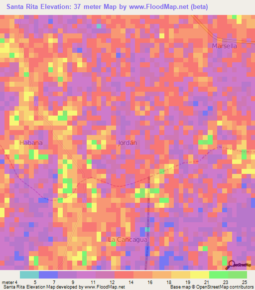 Santa Rita,Ecuador Elevation Map