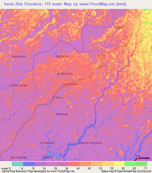 Santa Rita,Ecuador Elevation Map