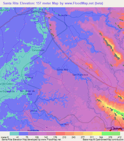 Santa Rita,Ecuador Elevation Map