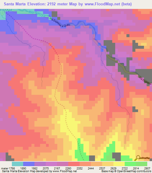 Santa Marta,Ecuador Elevation Map