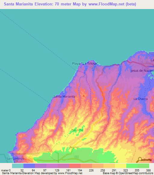 Santa Marianita,Ecuador Elevation Map