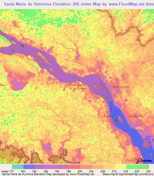 Santa Maria de Huiririma,Ecuador Elevation Map