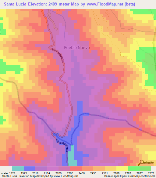 Santa Lucia,Ecuador Elevation Map