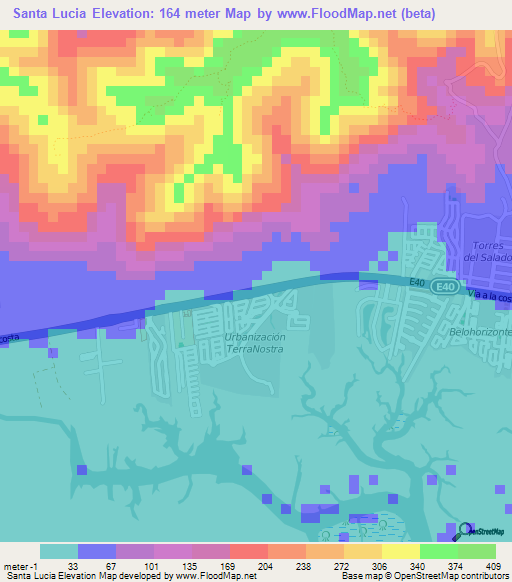 Santa Lucia,Ecuador Elevation Map