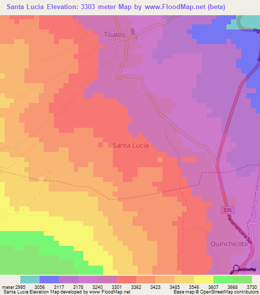 Santa Lucia,Ecuador Elevation Map