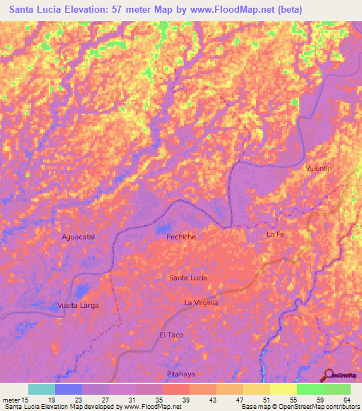 Santa Lucia,Ecuador Elevation Map