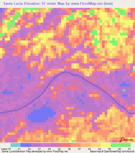 Santa Lucia,Ecuador Elevation Map