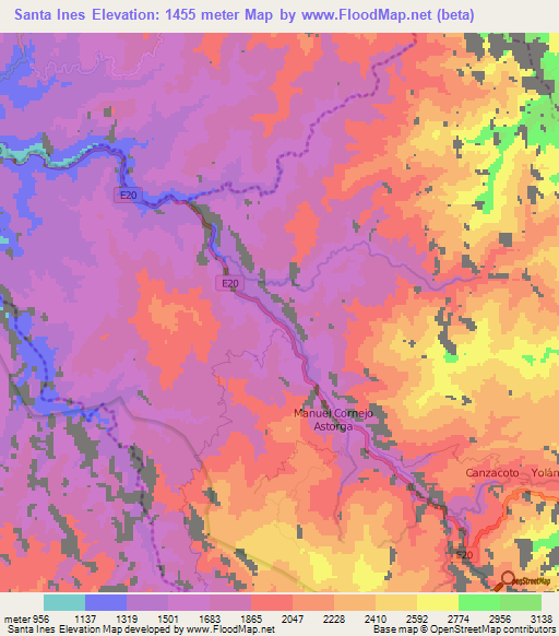 Santa Ines,Ecuador Elevation Map