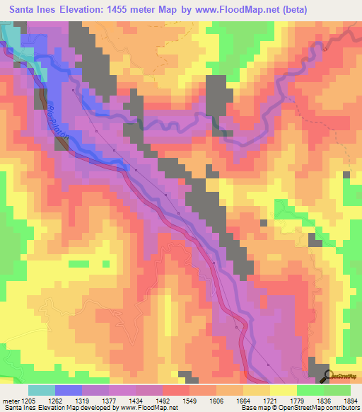 Santa Ines,Ecuador Elevation Map