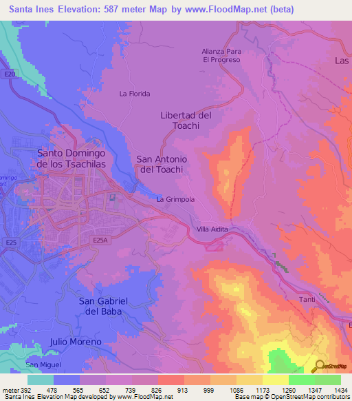 Santa Ines,Ecuador Elevation Map