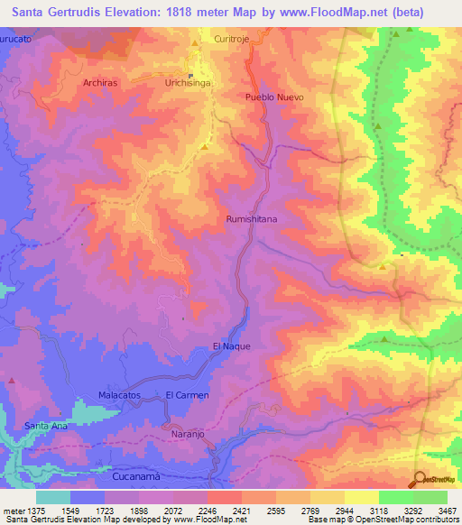 Santa Gertrudis,Ecuador Elevation Map