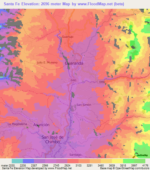 Santa Fe,Ecuador Elevation Map