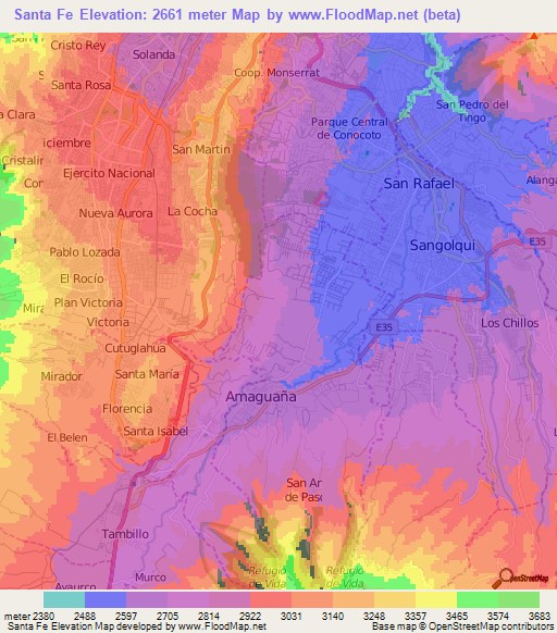 Santa Fe,Ecuador Elevation Map