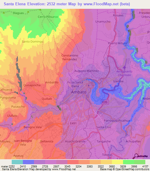 Santa Elena,Ecuador Elevation Map