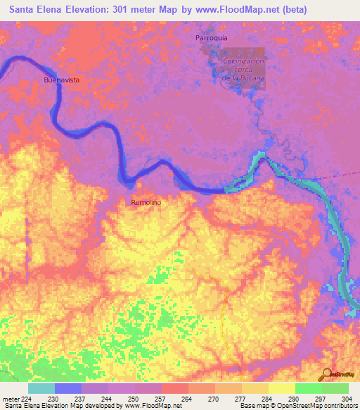 Santa Elena,Ecuador Elevation Map