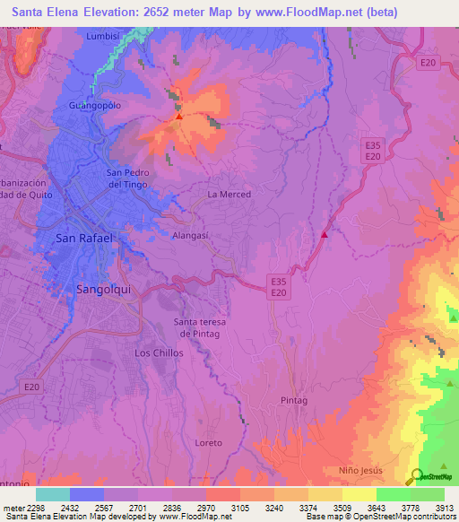 Santa Elena,Ecuador Elevation Map