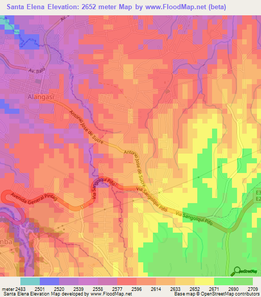 Santa Elena,Ecuador Elevation Map