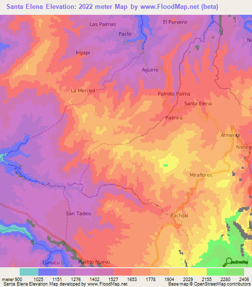 Santa Elena,Ecuador Elevation Map